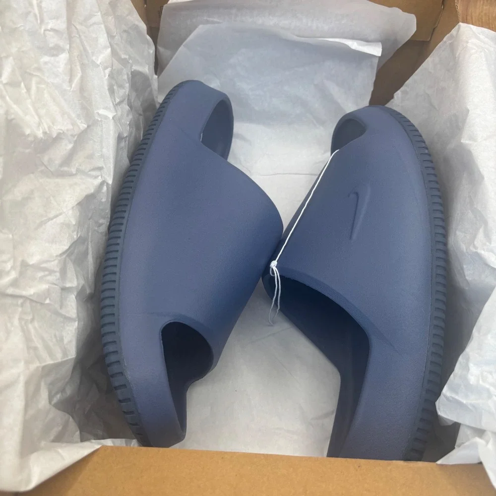 New Nike Calm Slide 2.0 Men 12 Women 13 Diffused Blue IB0183-401 Foam Sandals